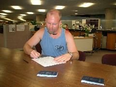 Dave filling out the marriage license